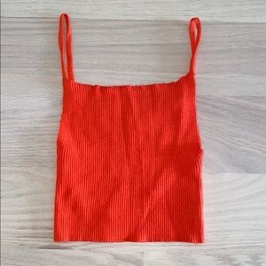 PRINCESS POLLY- Red Cropped Ribbed Tank